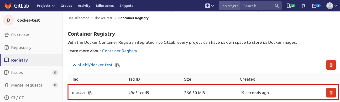 docker image in registry