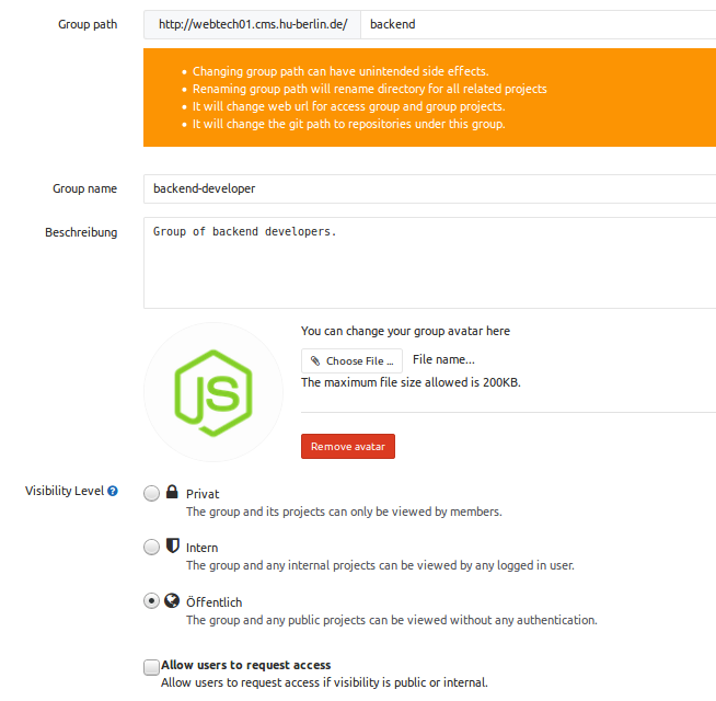 change group settings